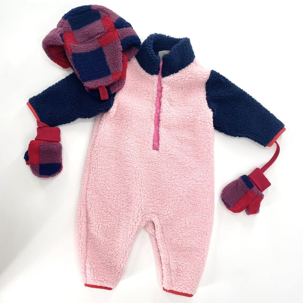 Hanna Andersson Fleece Bunting Snowsuit 6-12 Month (70) 4 Piece Set